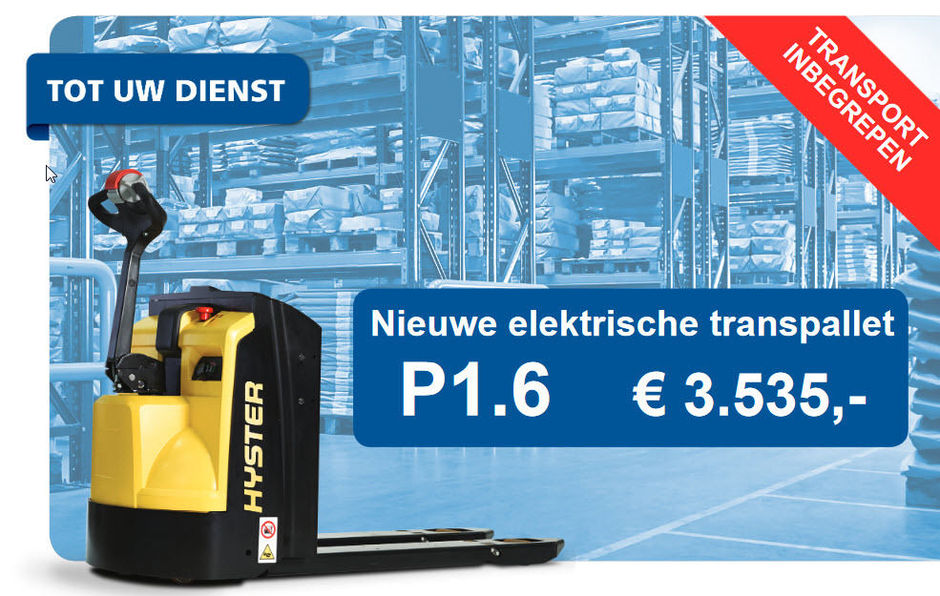 Een premium pallettruck, P1.6, aan 3535 euro