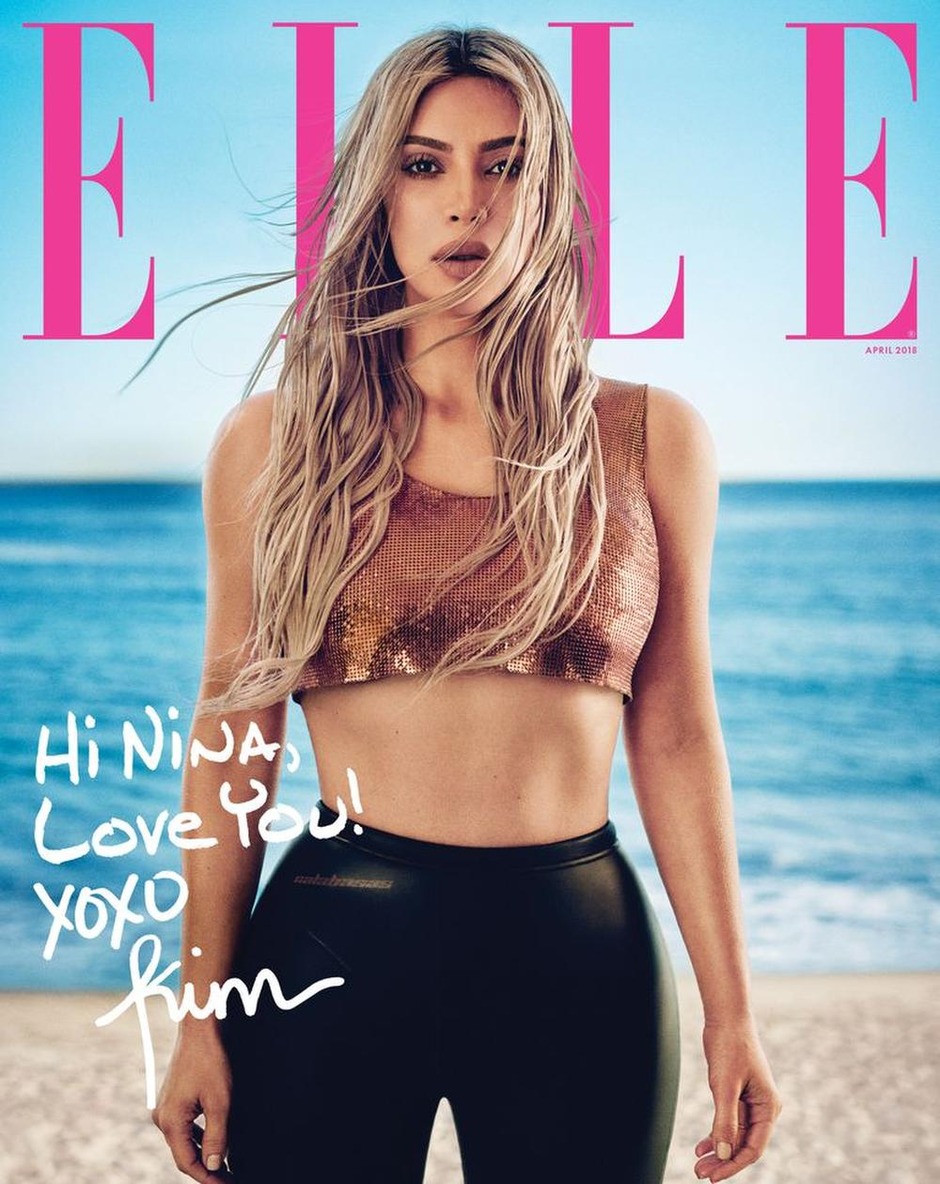 Kim Kardashian personaliseert Elle-cover