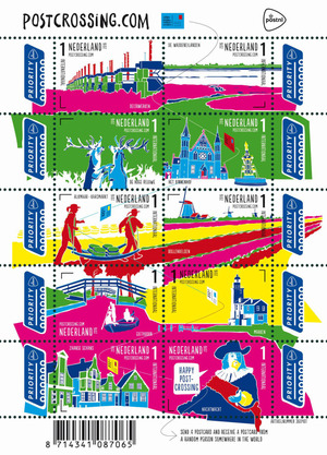 Nederlandse bezienswaardigheden op Postcrossing-postzegels
